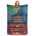 and Chinese Architecture blanket, soft blanket gift, sofa bedding