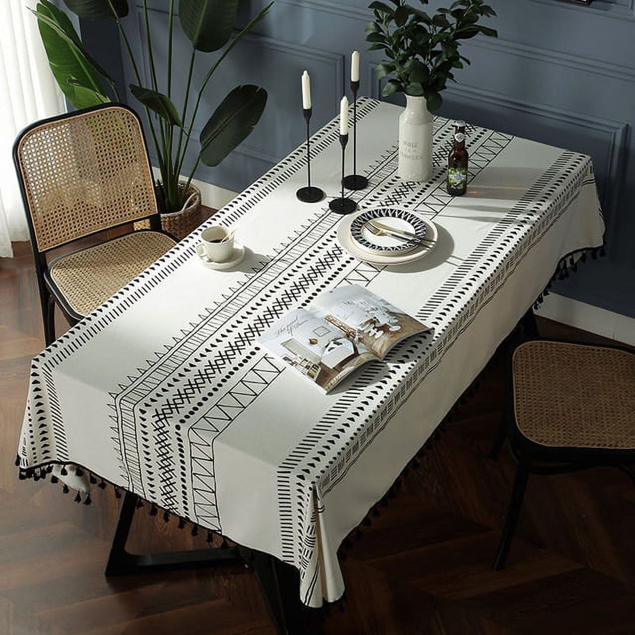 and Linen Rectangular Tablecloth for Table Lace Thick Wedding Dining