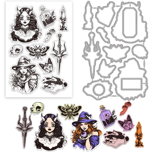 and Magic Cat Silicone Clear Stamps and Cutting Dies for DIY Scrapbooking and Card Making Photo Album Paper Crafts Decor for DIY