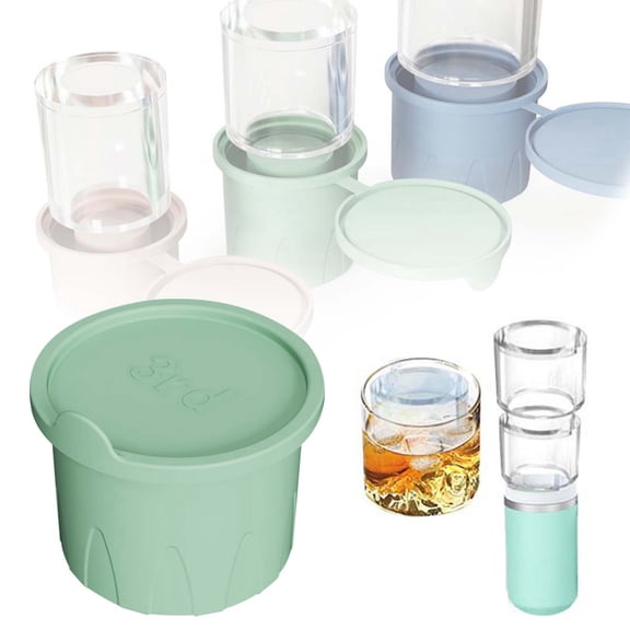 and Silicone Maker with Lid Hollow Cylinder Moulds for Large Ice Tray Cups Accessories,4.03×3.4 inch,Green