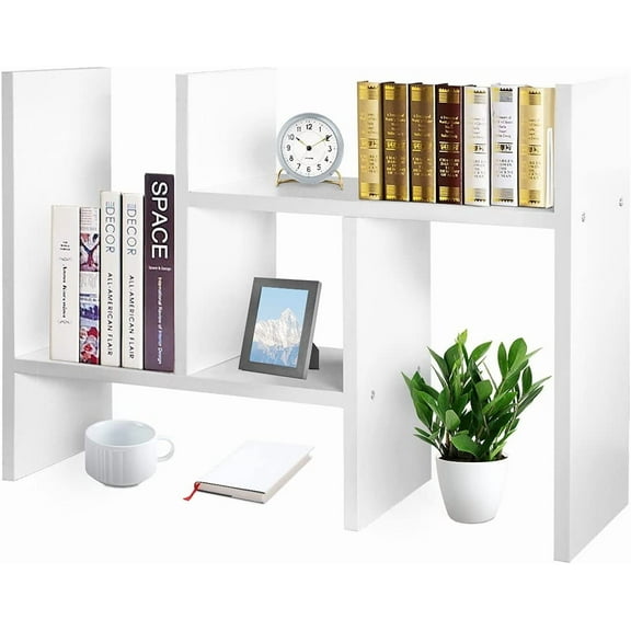Desktop Organizers and Storage for Office Adjustable Desktop Organizer Shelves Double H Display Desktop Shelf Organizer True Natural Stand Shelf (White)