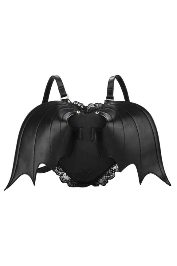 and Trendy PU Devil Bat Rucksack Travel Backpack Gothic Daypack for Women with Unique Taste