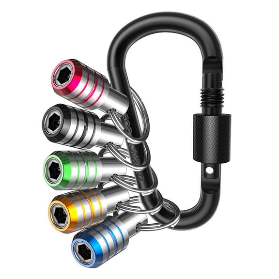 and Workshop Bit Organizer for Mechanics, 5-Pack 1/4 Hex Shank Quick-Change Bit Holders With 1 Metal Keychain