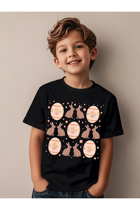 and bunny series short sleeve t shirts for boys and girls casual childrens clothing suitable as birthday gifts daily wear and apparel