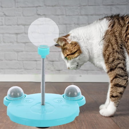 and cat Slow Feeder Toy, IQ Training Ball ,Bite Resistant Interactive Non Slip Dispenser for Kitty Accessories , Blue and Catnip Ball