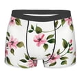 and delicate pink flower pattern with green leaves Men's Novelty Briefs