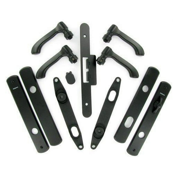 andersen albany style (double active) hinged door hardware set in black