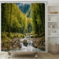 thumbnail image 1 of andscape Shower Curtain Mountain Forest Stream WaterScenery Fabric Bathroom Decor Set with Hooks,(84" Wx70 H), 1 of 4