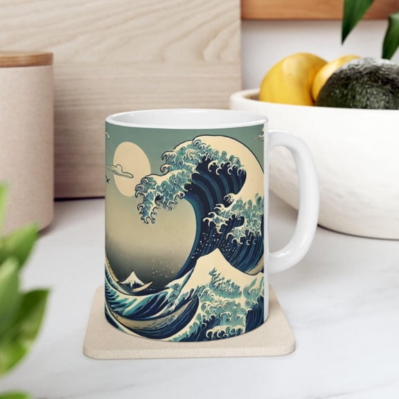 anese Inspired Wave Ceramic Mug Traditional Aroffee Mug in oz and oz Dishwasher and Microwave , Tea and Coffee Lovers.