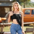 thumbnail image 1 of anfilia style Women Lace Hem Camisole Top Built in Bra Adjustable Straps Tank Top Summer Pleated Loose Sleeveless Clothes S-7XL, 1 of 5