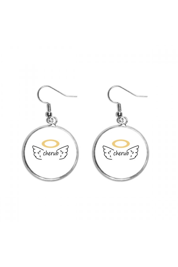 angel text stickers ear dangle silver drop ear jewelry woman