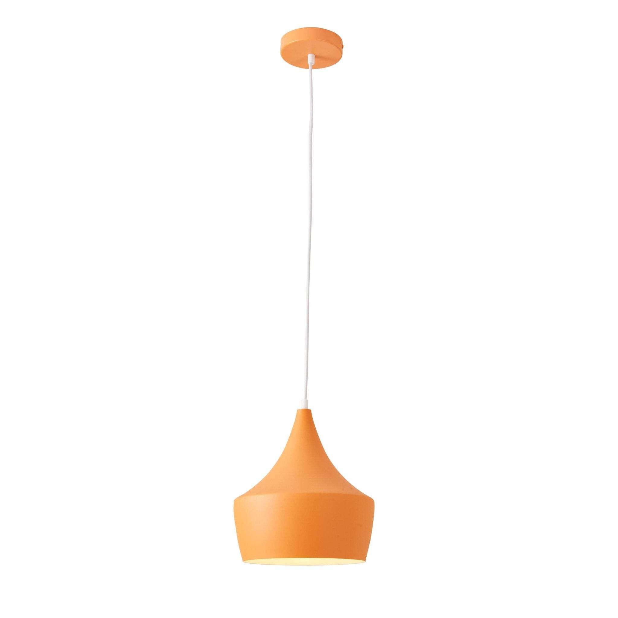Vintage Orange Metal Dome Pendant Light
