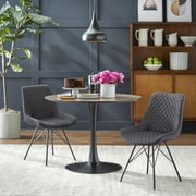 angeloHOME Kavitt 3-piece Round Pedestal Dining Set, Walnut, Black and Gray Finish