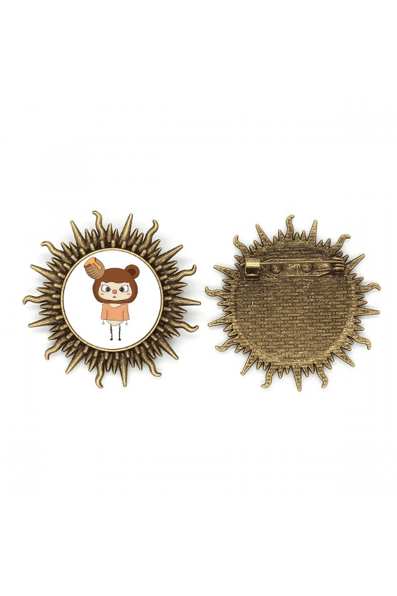 animal bear brown nature hy uu metall sonne brosche haken pin