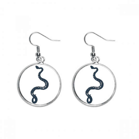 animal black snake sketch pattern ear dangle silver drop ear jewelry woman