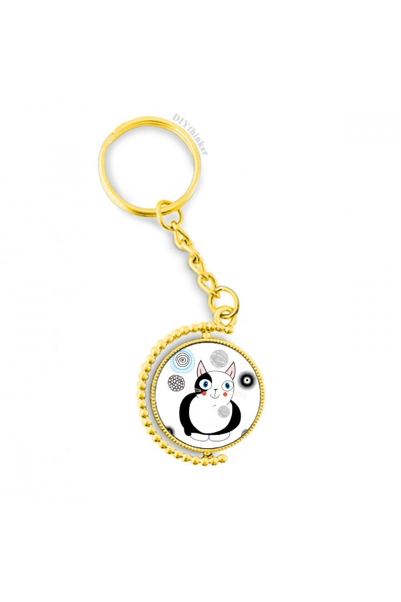 animal cute fat cat sle metal connector key chain  accessory en keyholder