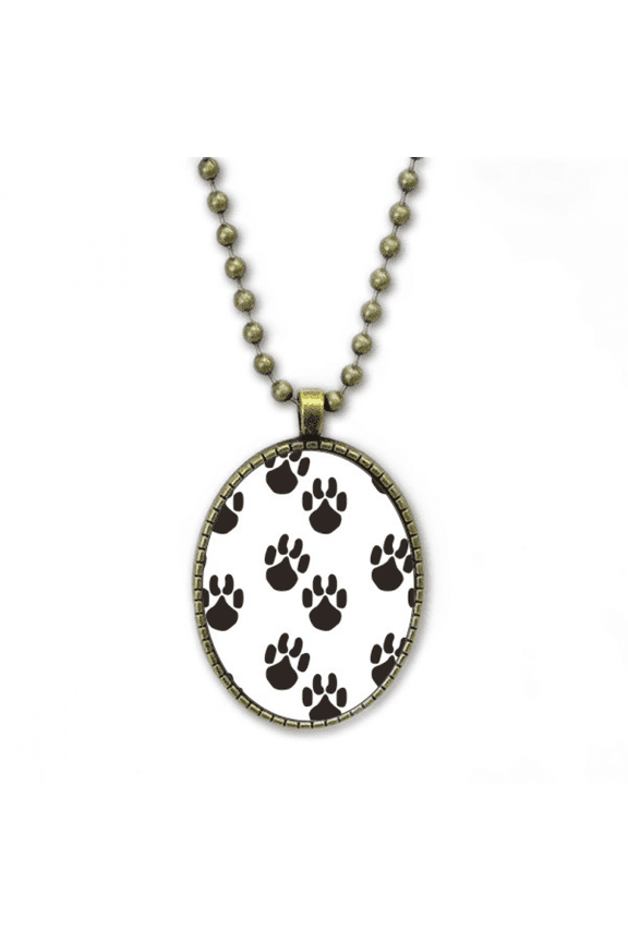animal cute print outline footprint necklace vintage chain bead pendant jewelry collection