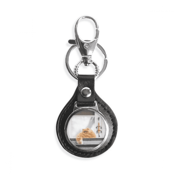 animal fat cat photograph key link chain keyholder finder hook metal