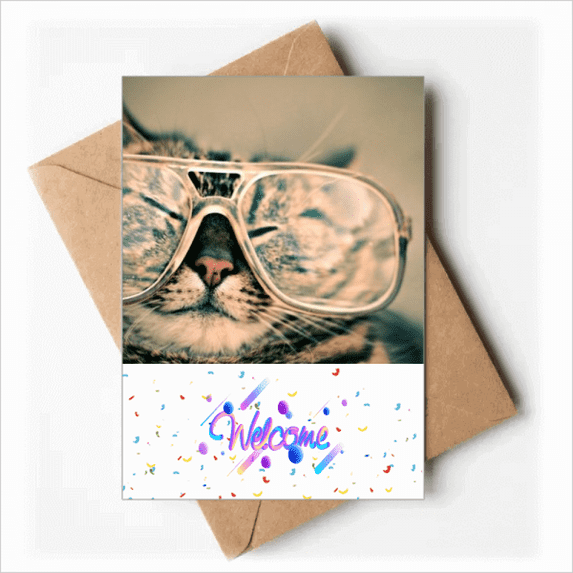 animal glasses cat photograph Welcome Back Greeting Cards Envelopes Blank