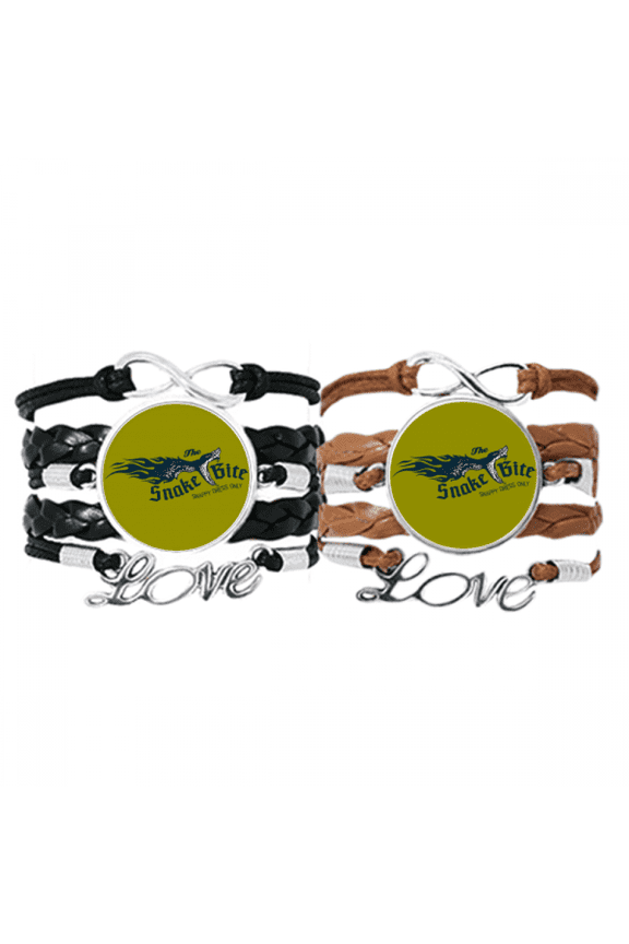 animal illustrarion bite snake pattern bracelet hand strap leather wristband double set