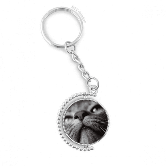 animal looking up cat photograph rotatable keyholder disc accessories chain clip