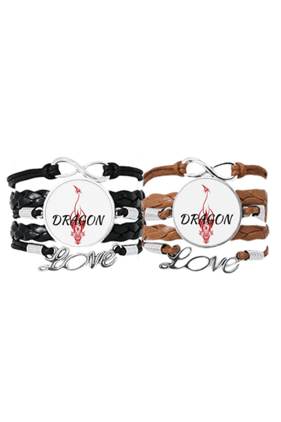 animal myth dragon's eastern western wings bracelet hand strap leather wristband double set
