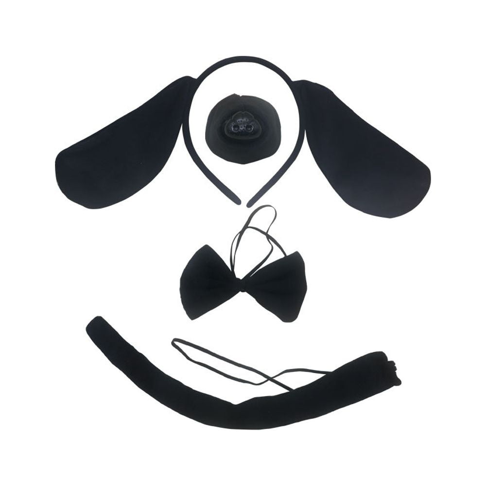 animal puppy ear headband 1 Set Dog Ear Headband Cosplay Tail Decorative Bowtie Fake Nose Animal