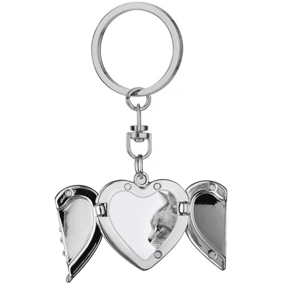 animal yawn cat simpol Heart Angel Wing Key Chain Holder