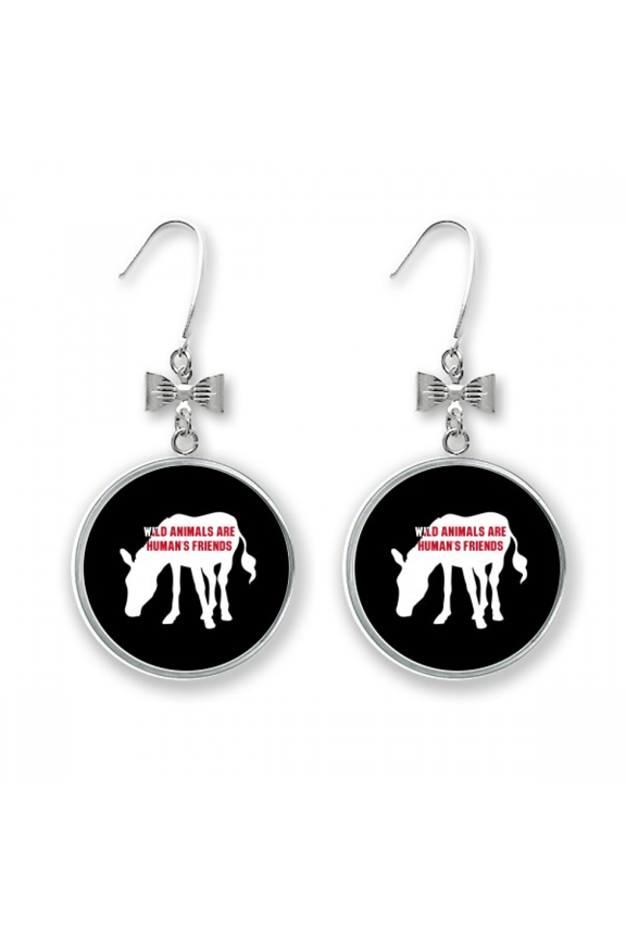 animals are humans friends bow earrings drop stud pierced hook