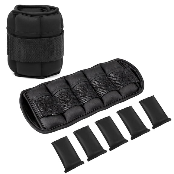 BN-LINK Adjustable Ankle Weights Set 1Pair (5lbs*2) Removable Sandbags Leg/Wrist/Arm Weights for Women Men,Modularized Leg Weight Straps for Yoga, Walking, Running, Gym