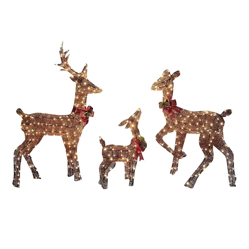 anna Christmas Lights Reindeer Decorations Glowing Deer with Red Bows ...