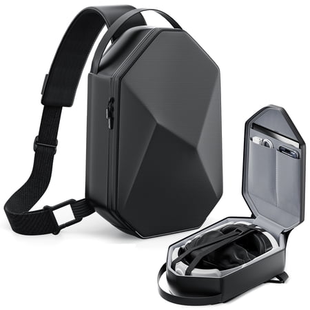 ANNAPRO Carrying Case for Meta Quest 3S/Quest 3/Quest 2/Vision Pro, Hard Travel Case Compatible with Kiwi Design/BOBOVR Elite Battery Strap and Controllers Accessories, Crossbody Shoulder Backpack