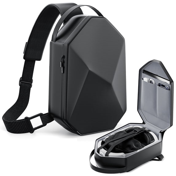 ANNAPRO Carrying Case for Meta Quest 3S/Quest 3/Quest 2/Vision Pro, Hard Travel Case Compatible with Kiwi Design/BOBOVR Elite Battery Strap and Controllers Accessories, Crossbody Shoulder Backpack