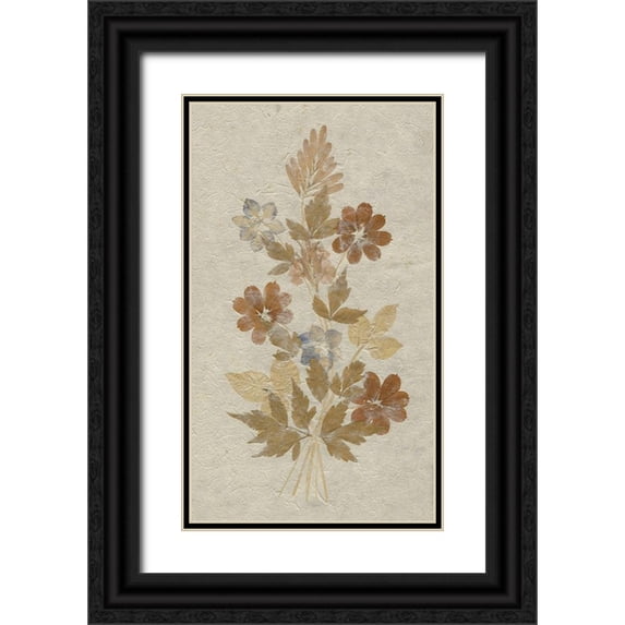 anonymous 20x32 Black Ornate Wood Framed with Double Matting Museum Art Print Titled - Delicate Dried Flowers arrangement on rice paper