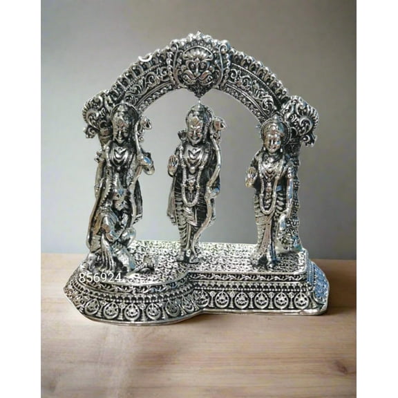antique finish german silver ram darbar fully carved for temple/ gift item