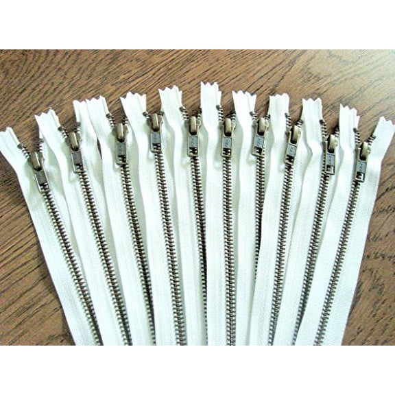 antique zippers YKK - 12 inch bag zippers - 10 pieces in white