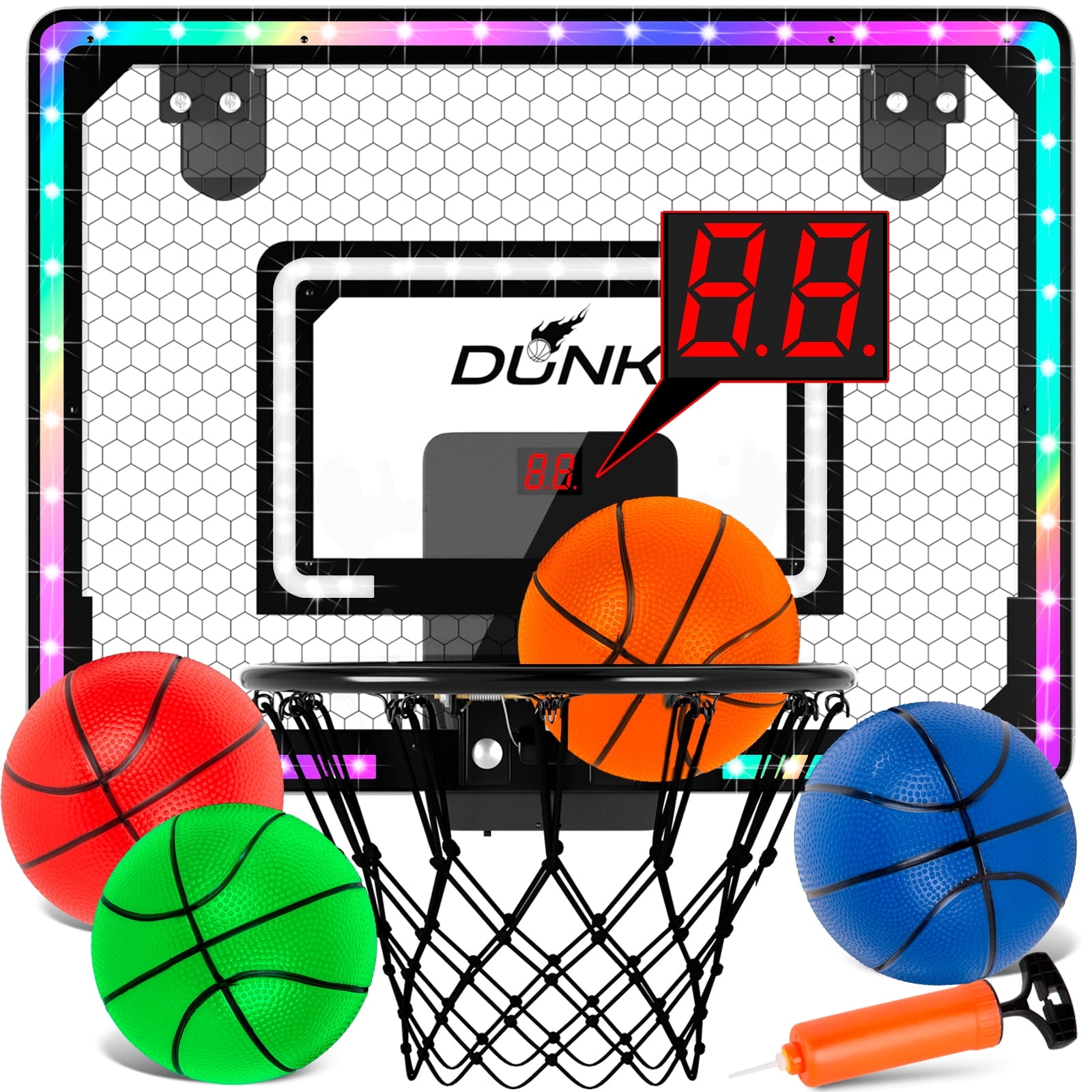 antokstone LED Lights Easy Install Toy Sports Equipment with Basketball Hoop, Multicolor