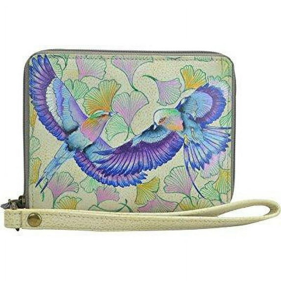anuschka handpainted leather zip-around organiser clutch wallet-wings of hope wallet, wings of hope, one size