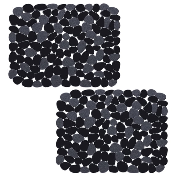 anyeek Plastic Kitchen Sink Protector Set, Gossamer design, Set of 2 - Black
