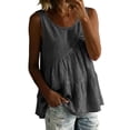 thumbnail image 1 of aohooy Babydoll Tops for Women Sleeveless Flowy Shirt Csaual Summer Tank Top Boho Cute Loose Pleated Peplum Ruffle Tunic Blouse Gray,L, 1 of 7
