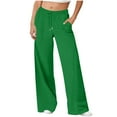 thumbnail image 1 of aohooy Baggy Pants Woman High Waisted Drawstring Solid Sweatpants Oversized Wide Leg Athletic Jogger Trousers with Pockets Green,S, 1 of 6