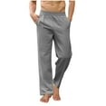 thumbnail image 1 of aohooy Baggy Wide Leg Pants Men Casual Elastic Waist Linen Pant 2026 Solid Stylish Spring Summer Vacation Beach Trousers with Pockets Gray,M, 1 of 7