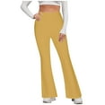 thumbnail image 1 of aohooy Bell Bottom Leggings for Women High Waisted Stretchy Solid Lightweight Pants Bootcut Workout Tummy Control Yoga Trousers Yellow,L, 1 of 6