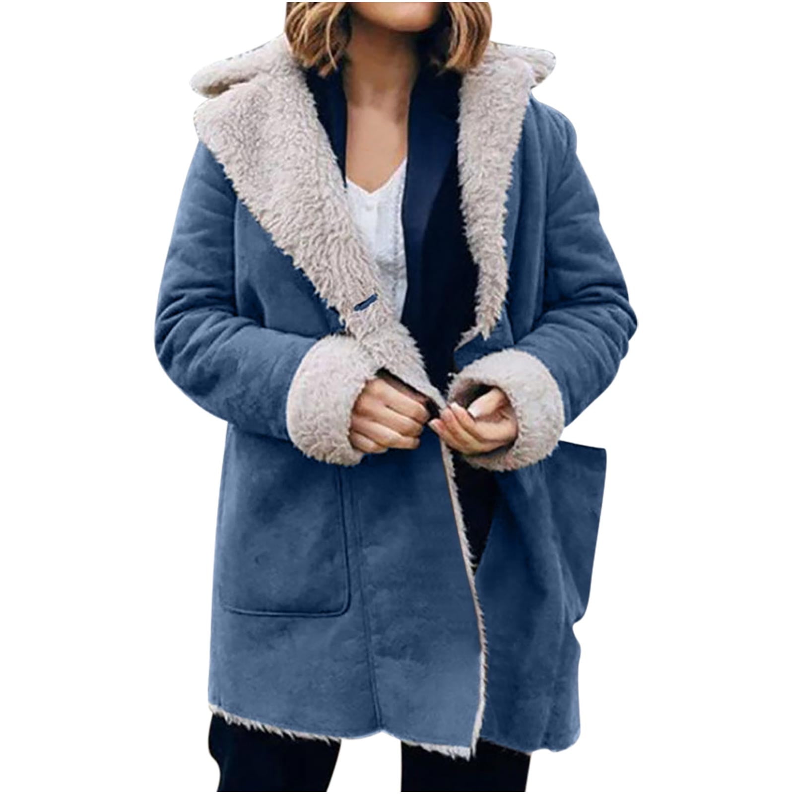 aohooy Bomber Jacket for Women - Warm Sherpa Fleece Lined Overcoat 