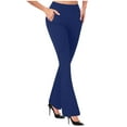 thumbnail image 1 of aohooy Business Casual Straight Leg Pants for Women Wide Leg Bell Bottoms High Waisted Workout Pant Stretchy Bootcut Solid Flare Trousers with Pocket Blue,XXL, 1 of 4