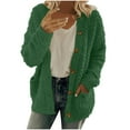 thumbnail image 1 of aohooy Button Up Cardigan for Women Sherpa Fleece Cardigans with Pockets Open Front Fuzzy Long Sleeve Sweaters Green,XXL, 1 of 6