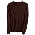 thumbnail image 1 of aohooy Cropped Sweaters Women Crewneck Long Sleeve Casual Knitted Sweater Basic Pullover Plus Size Soft Jumper Coffee,XL, 1 of 6