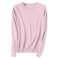 thumbnail image 1 of aohooy Cute Sweater for Women Plain Plus Size Casual Knitted Sweaters Pullover Roundneck Long Sleeve Loose Fit Jumper Pink,L, 1 of 6