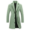 thumbnail image 1 of aohooy Cute Womens Coats Notched Lapel Collar Wool Blend Midi Peacoat Single Breasted Plus Size Long Sleeve Trench Coat Green,S, 1 of 6