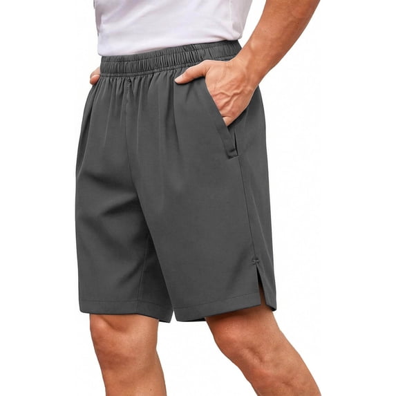 aohooy Exercise Shorts for Men Athletic Running Shorts with Pockets Elastic Waist Side Split Lightweight Quick Dry Workout Shorts Dark Gray,M